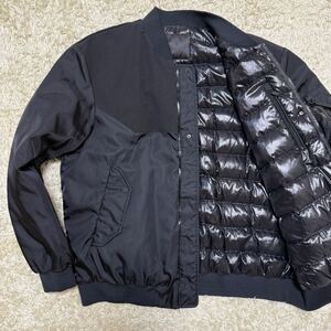 J22 未使用級★希少XL相当!!モンクレール 『漆黒の羽織り!!大人の色気』MONCLER MA-1 ボンバージャケットダウン TOWADA 3 大きめサイズ◎ 