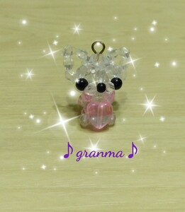 ♪granma♪ピンクハート付チワワストラップ