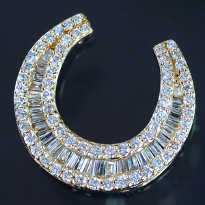 *N196 新品！一流メーカー令和新作！【Horseshoe】馬蹄 天然上質ダイヤモンド０．５０ct 最高級18金無垢ペンダントトップ