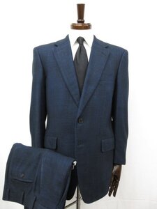 美品【 チェスターバリー CHESTER BARRIE】721A7972 カシミヤ シルク混 2ボタン スーツ (メンズ) 48～50相当 ネイビー系 織柄□32RMS0377□