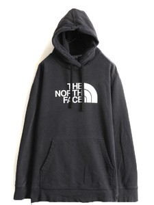 大きいサイズ XL 人気 黒 ■ ノースフェイス プリント スウェット フード パーカー ( メンズ ) 古着 The North Face プルオーバー 裏起毛