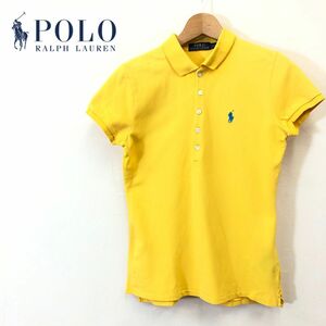 G1839-F-N◆ POLO RALPH LAUREN ポロラルフローレン 半袖ポロシャツ カットソー ◆ sizeM コットン ポリ イエロー 古着 レディース 春夏