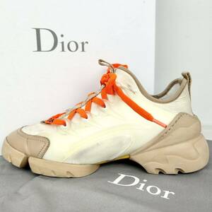 【美品】Christian Dior ディオール 【圧倒的高級感】 スニーカー ファブリック D-CONNECT シューズ 靴 ホワイト 36 1/2 23.5cm相当
