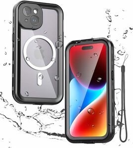 iPhone15 Plus ケース 完全防水 IP68防水 MagSafe対応 防雪 防塵 QI充電 フェイスID 認証対応 雨の日 iPhone 15プラス 防水ケース お風呂