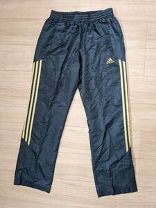 中古 adidas ウインド パンツ L 黒 ブラック アディダス 撥水 裏地付 即決