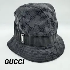 GUCCI グッチ　バケットハット　ブラック　GG柄　Mサイズ