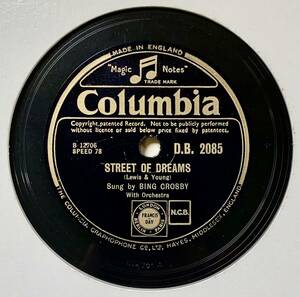 BING CROSBY　/Street of Dreams　/Black Moonlight/ (Columbia D.B. 2085)　SPレコード　78 RPM (豪)