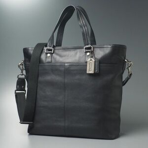 MG5339//*コーチ/COACH*トランスアトランティック ドラフティング/ショルダー付き/2wayレザートートバッグ/鞄/黒/ブラック/F77181