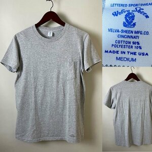 ★【美品 USA製 】Velva Sheen UNIVERSAL PRODUCTS ベルバシーン ユニバーサルプロダクツ別注 無地POCKET ポケット Tシャツ 半袖 M グレー