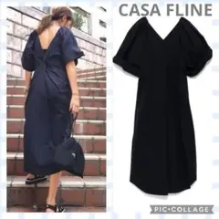 CASA FLINE カーサフライン バックツイストシャツドレス ネイビー