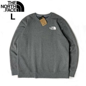 1円～!売切!【正規新品】THE NORTH FACE LOGO PULLOVER CREW トレーナー スウェット US限定 男女兼用 ロゴプリント(L)グレー 181130-22