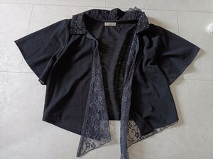 【axes femme アクシーズファム】ボレロ カーディガン トップス 黒 レース M(〜L)