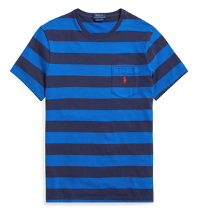 即決！送料無料 Polo RalphLauren ポロ ラルフローレン ボーダーTシャツ カスタム スリムフィット BLUE/NAVY　S