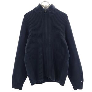 トミーヒルフィガー コットン ニットジャケット M ネイビー TOMMY HILFIGER メンズ