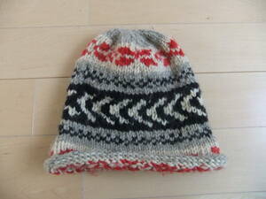 MADE IN CANADA CANADIAN SWEATER HAND KNIT CAP 100%WOOL beige black red カナディアンスウェーター 黒赤 ハンドニット 帽子