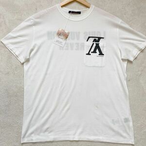 【極美品】 LOUIS VUITTON ヴィトン Tシャツ トップス カットソー メンズ LV モノグラム ポケット フォーエバー FOREVER S ホワイト