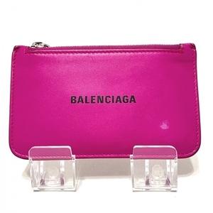 バレンシアガ BALENCIAGA コインケース 594214 - レザー ピンク×黒 カードケース付き 財布