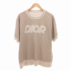 ディオール Dior サマーニット Tシャツ カットソー 半袖 ロゴプリント L ベージュ /TZ 1108 ★AA☆ メンズ