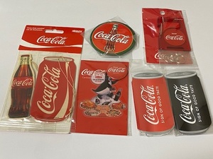 Coca-Cola コカ・コーラ カラビナ キーホルダー , 磁石 （円型） , CAR AIR FRESHNERS , 缶バッチ (シール付き）, 付箋 2種 展示未使用品