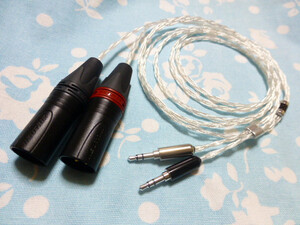 T1 2nd 3rd MDR-Z7 Z１R ロジウムメッキ 6N純銀撚り線 + 銀メッキOFC 八芯 ブレイド編み XLR コネクタ 3ピン×2 180cm ( 4.4mm5極 変更可)