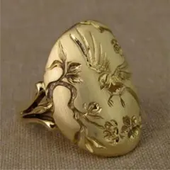指輪 レディース ゴールド エレガント ツバメの花 彫刻 カササギ かわいい