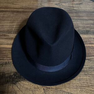 Borsalino ボルサリーノ ALESSANDRIA イタリア製 ラビットファーフェルト 中折れ 短ツバ フェドラハット size.55 ネイビー Made in Italy