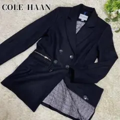 COLE HAAN ダブルプレストロングジャケット 裏地総柄 ポケットジップ式