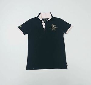 KARL KANI カールカナイ // 半袖 プリント 2枚衿 ポロシャツ (黒) サイズ S
