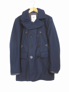 テイラースティッチ Golden Bear for TAYLOR STITCH ピーコート Pコート The Mendocino Peacoat メルトン ウール 牛革トリム ネイビー XS