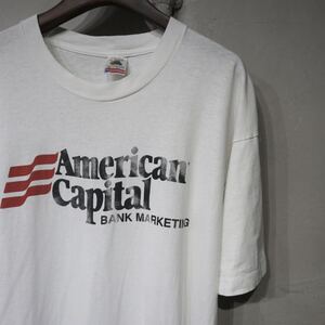 【即決】90s FRUIT OF THE LOOM フルーツオブザルーム プリントTシャツ American capital bank アメリカンキャピタルバンク USA アメリカ製