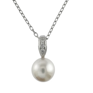 ミキモト ネックレス 18金 K18ホワイトゴールド アコヤパール レディース MIKIMOTO 中古 美品