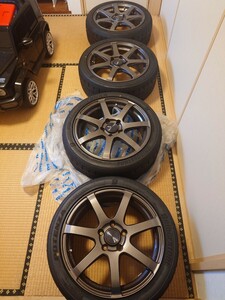 エンケイ PF07 17インチ 7J +48 114.3 ブリヂストン RE-71RS 215/45R17 4本セット スイフトスポーツ ZC33S ZC32S