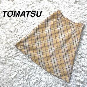 NS00163 美品 tomatsu トマツ スカート チェック柄 イエロー系 台形スカート Fサイズ