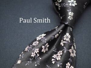 美品【Paul Smith ポールスミス】 C1575 ブラック 花 SILK ブランド ネクタイ 古着 良品