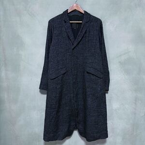 pas de calais パドカレ リネンウール綾 オーバーサイズ Aライン カジュアル ロング コート size.36 (M) ダークグレー UL2211 近年アイテム