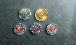 希少 バンクーバー●2010年オリンピック 記念コイン5枚組●１ドルコイン＆25セントコイン４枚
