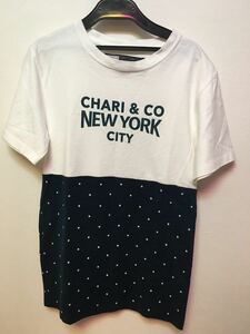 美品　chari&co チャリ&コー　切替半袖Tシャツ　水玉　ドット柄　S