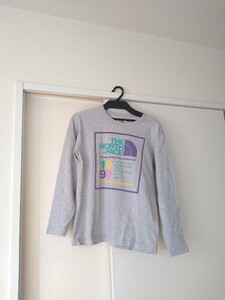 THE NORTH FACE☆ノースフェイス☆カラフルロゴ☆長袖☆Ｔシャツ☆S☆グレー系