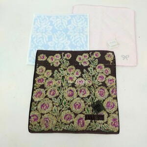 ●未使用●3枚セット アナスイ ANNA SUI タオルハンカチ 花柄 ③ S