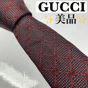 GUCCI グッチ　ネクタイ　現行タグ　美品　GG柄　蜂　ビー　定番　大人気 シルク ハイブランド 赤 ブランドネクタイ