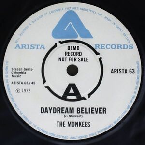 T-518★ 珍品 UK盤 美盤 DEMO盤 The Monkees Daydream Believer ザ・モンキーズ デイドリーム・ビリーバー オリジナルスリーブ 45 RPM