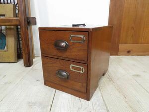 【USED/メンテ済】 1920-30年代 茶農家納屋から出て来た古い 2段 小引き出し 検索用⇒ 天然木/道具箱/裁縫箱/古民具/木製/小物入れ/E0519