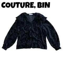 COUTURE, BIN 長袖 シアー シャツ ベロア ボタニカル柄