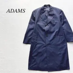 【アダムス】極美品 チェスターコート シングル 光沢 ネイビー ロング 高級感