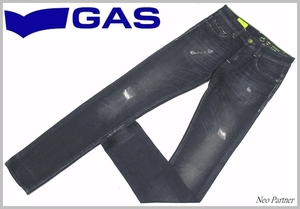 即決 イタリア製 美品 GAS ガス ANDERS スリムフィット ダメージ加工 ストレッチ デニムパンツ ジーンズ W29 メンズ