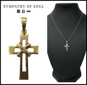 Sympathy of Soul シンパシーオブソウル K10 イエローゴールド 1P 1粒 ダイヤモンド ダブル クロス ペンダントトップ チャーム ネックレス