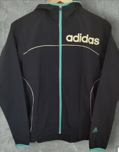 【4】 adidas アディダス ジップアップ ウインドブレーカー Lサイズ レディース グレー