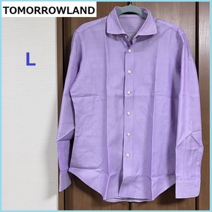 sale特価【訳あり★格安】TOMORROWLAND トゥモローランド★おしゃれ ワイドカラーシャツ　L　メンズ　コットン100％　美色！！断捨離