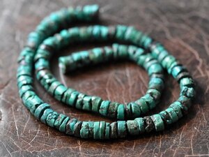 ●わくわくとんぼ玉★得割! ターコイズ輪切ディスク型ビーズ一連C(Φ6.5mm) トルコ石 Turquoise beads パワーストーン【C20031C】