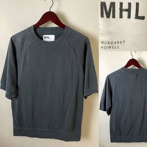 【名作 国内正規品】MHL. エムエイチエル（マーガレットハウエル）コットン100% ドライコットン クルーネック スウェット 半袖 M グレー系